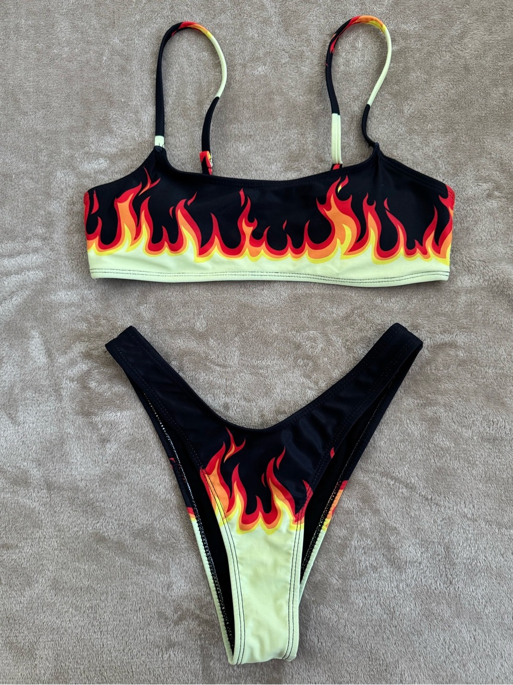 Flame Print Black Bikini